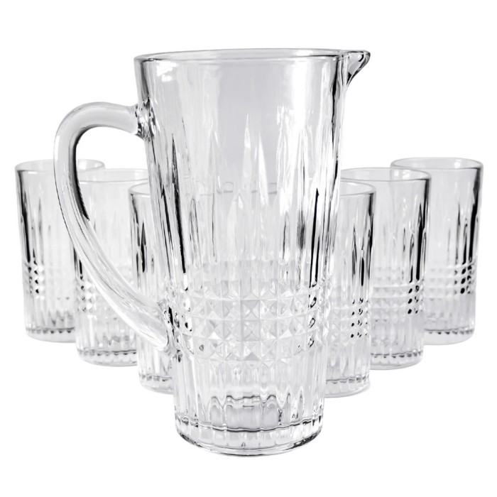 Conjunto Jarra 1L + 6 Copos 320ml Xadrez Essencial Mark Blank